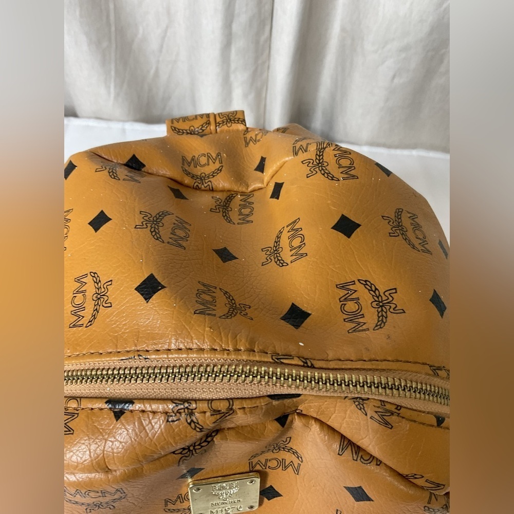 Mcm Tan Backpack With Iconic Monogram Design View 2